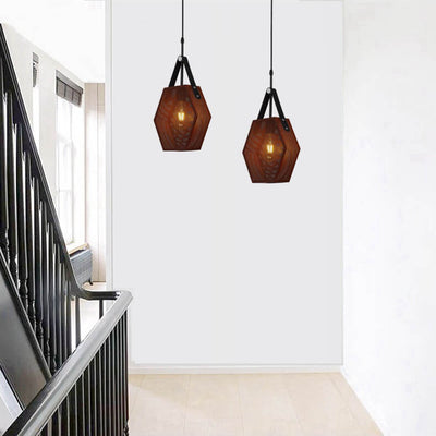 Industrial Vintage Hexagonal Iron Mesh 1-Light Pendant Light