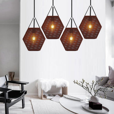 Industrial Vintage Hexagonal Iron Mesh 1-Light Pendant Light