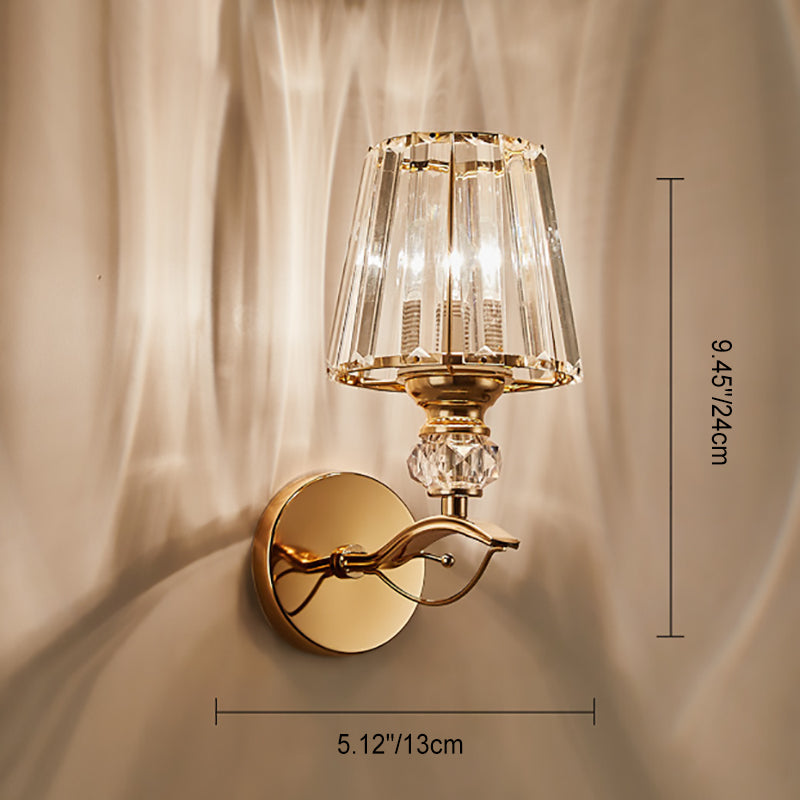 Moderne minimalistische runde trapezförmige Hardware Kristall 1-Licht Wandleuchte Lampe für Schlafzimmer 