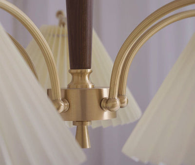 Vintage Walnut  Pleated Shade 3/6 Light Chandelier