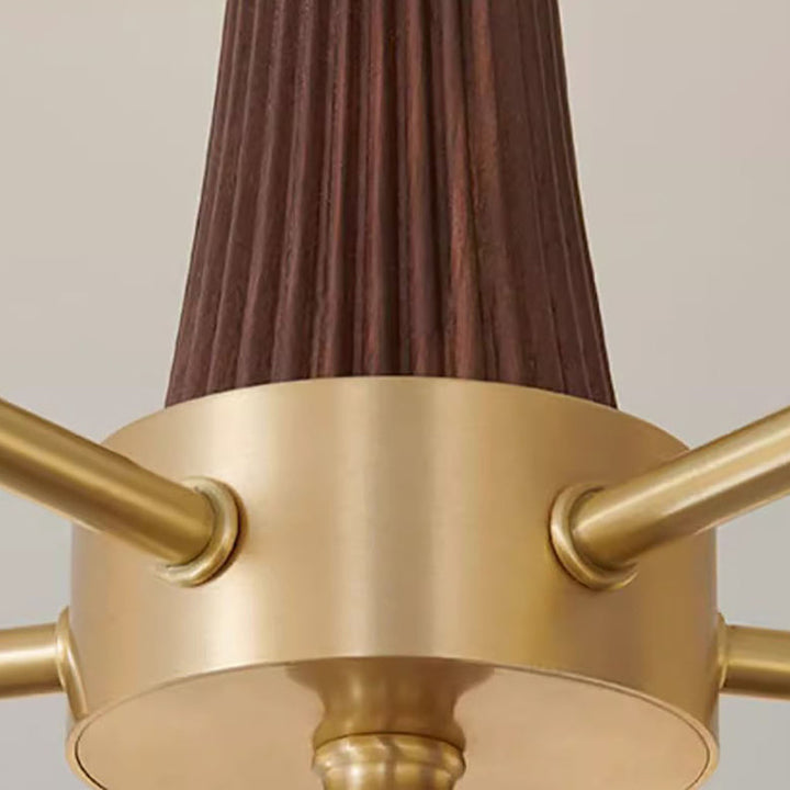Traditioneller Vintage-Kronleuchter mit Messingrahmen und Persimmon-Glasschirm, 3/5/8 Lichter, für Wohnzimmer 