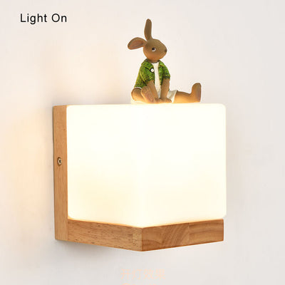 Modern Cube 1-Light Holzsockel Wandleuchte Lampe 