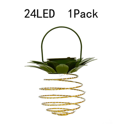 Solar Pineapple Iron Lantern LED Copper Wire Outdoor Waterproof Garden Decorative Hanging Lights