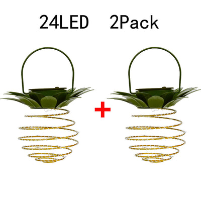 Solar Pineapple Iron Lantern LED Copper Wire Outdoor Waterproof Garden Decorative Hanging Lights