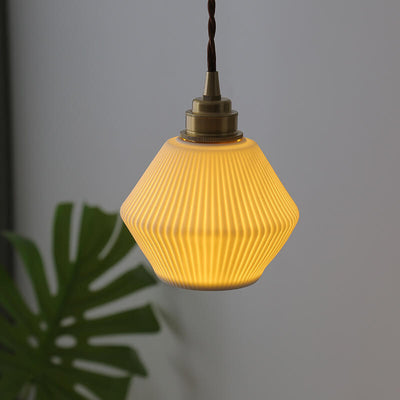 Vintage Ceramic Hexagonal Shape 1-Light Pendant Light