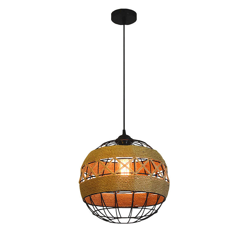 Retro Hemp Rope Iron Globe 1-Light  Pendant Light