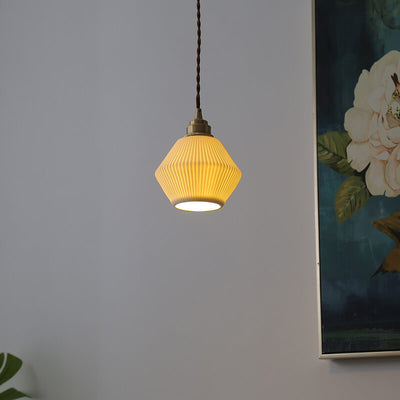 Vintage Ceramic Hexagonal Shape 1-Light Pendant Light