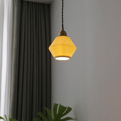 Vintage Ceramic Hexagonal Shape 1-Light Pendant Light