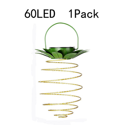 Solar Pineapple Iron Lantern LED Copper Wire Outdoor Waterproof Garden Decorative Hanging Lights