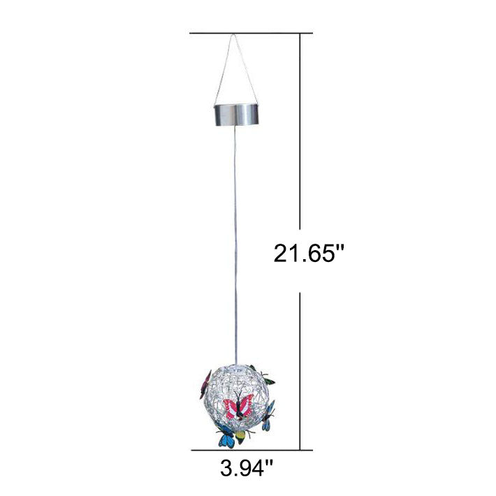 Luz colgante LED con bola de mariposa impermeable para exteriores solar 