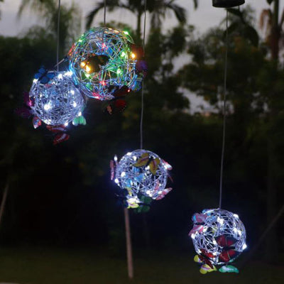 Solar Outdoor Waterproof Hanging Butterfly Ball LED Outdoor Pendant Light