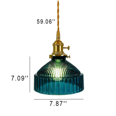 Nordic Stained Glass Dome Brass 1-Light Pendant Light