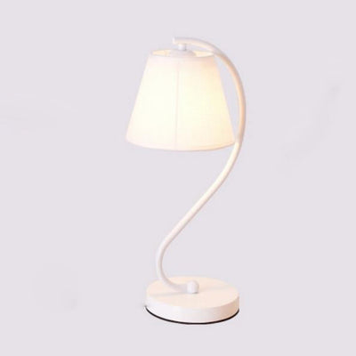 Nordic Cylinder Fabric Shade Curved 1-Light Table Lamp