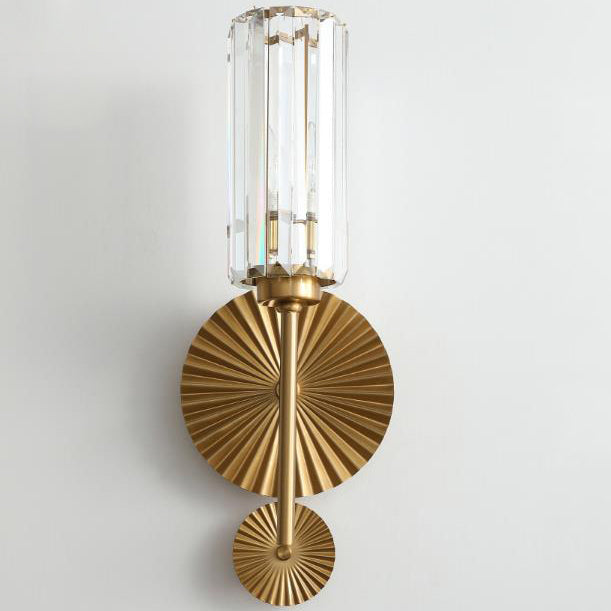 Modern Luxury Crystal Column Round Base 1-Light Wall Sconce Lamp