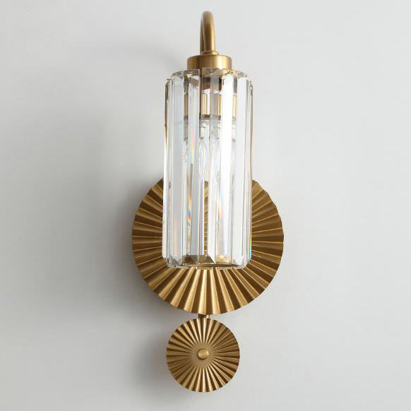 Modern Luxury Crystal Column Round Base 1-Light Wall Sconce Lamp