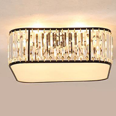 Modern Crystal Square 5-Light Flush Mount Ceiling Light