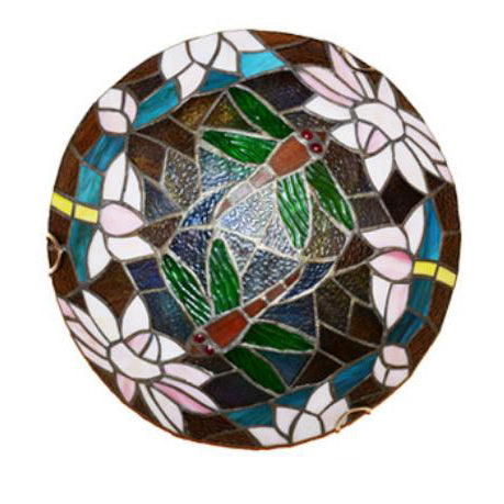 Vintage Tiffany Dragonfly Stained Glass 2/3 Light Flush Mount Ceiling Light