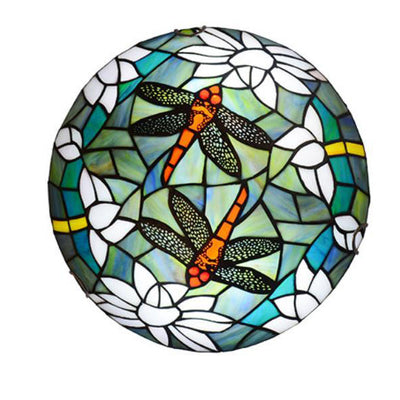 Vintage Tiffany Dragonfly Stained Glass 2/3 Light Flush Mount Ceiling Light