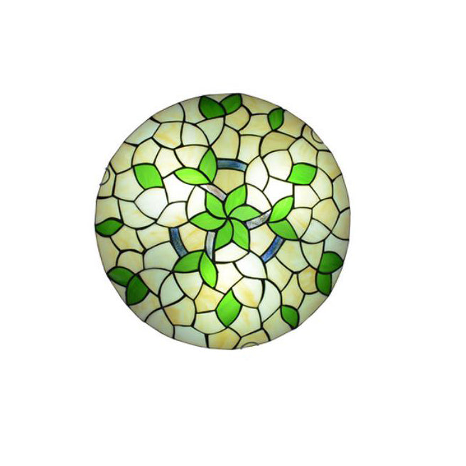 Rundes Blattmuster aus Tiffany-Glas, 1-flammige Unterputzleuchte 