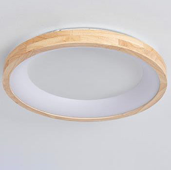 Modern Nordic Wooden Light Stand Round LED Flush Mount Light