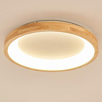 Modern Nordic Wooden Light Stand Round LED Flush Mount Light