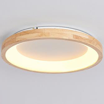 Modern Nordic Wooden Light Stand Round LED Flush Mount Light