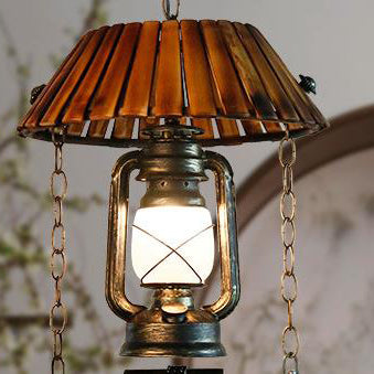 Vintage Kerosene Oil Lamp Bamboo 1-Light Pendant Light