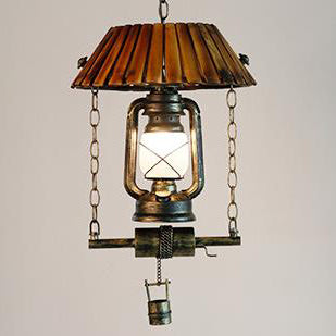 Vintage Kerosene Oil Lamp Bamboo 1-Light Pendant Light