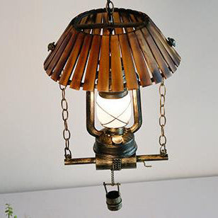 Vintage Kerosene Oil Lamp Bamboo 1-Light Pendant Light