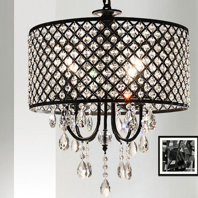 Modern Crystal Fishnet Shaped Round Shade 4-Light Chandelier