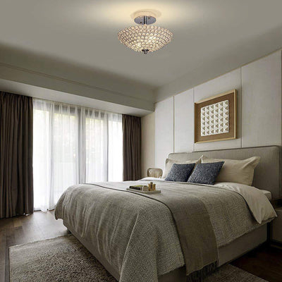 Modern Crystal Hemispherical Particle 1-Light Flush Mount Light