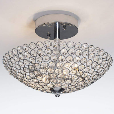 Modern Crystal Hemispherical Particle 1-Light Flush Mount Light