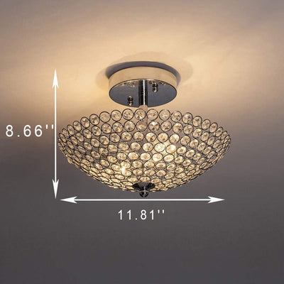 Modern Crystal Hemispherical Particle 1-Light Flush Mount Light