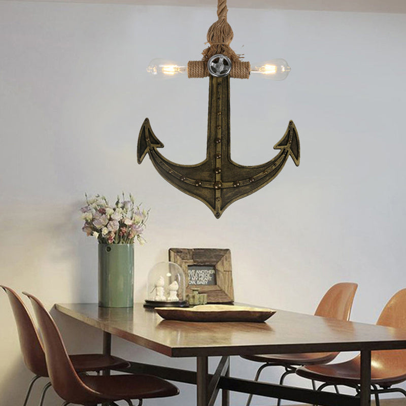 Industrielle Eisen Retro Ankerform 2-Licht Pendelleuchte 