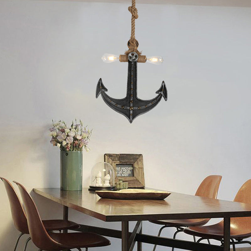 Industrielle Eisen Retro Ankerform 2-Licht Pendelleuchte 