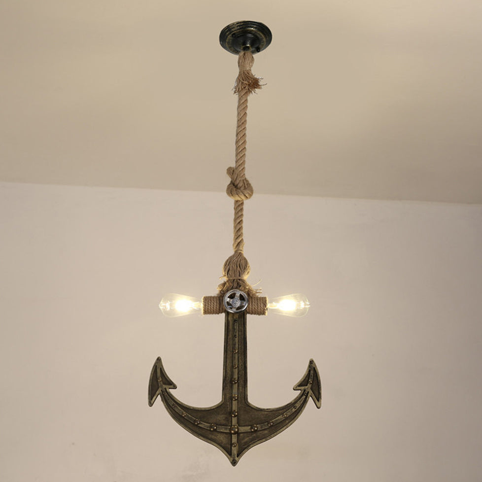 Industrielle Eisen Retro Ankerform 2-Licht Pendelleuchte 