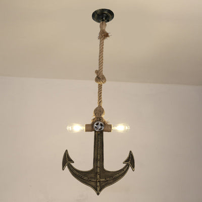 Industrielle Eisen Retro Ankerform 2-Licht Pendelleuchte 