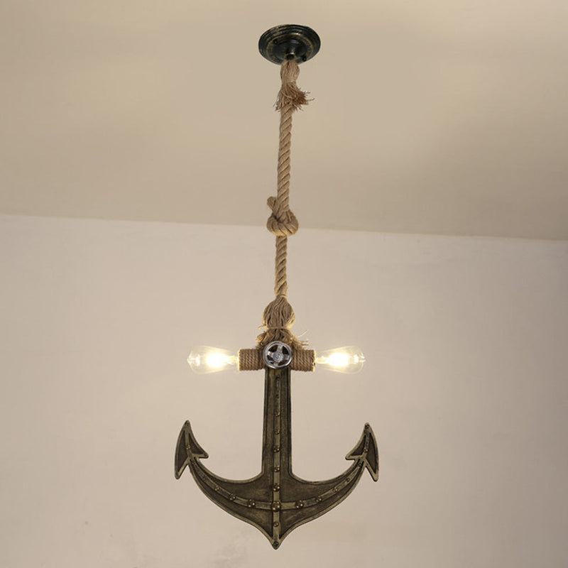 Industrielle Eisen Retro Ankerform 2-Licht Pendelleuchte 