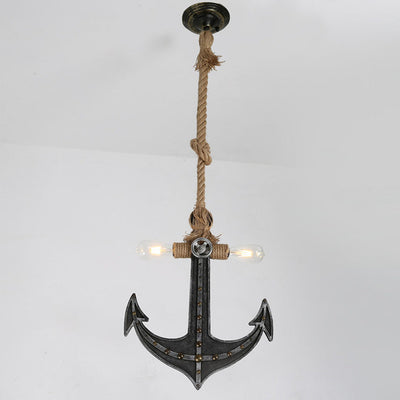 Industrielle Eisen Retro Ankerform 2-Licht Pendelleuchte 