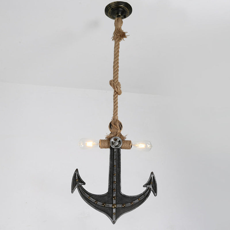 Industrielle Eisen Retro Ankerform 2-Licht Pendelleuchte 