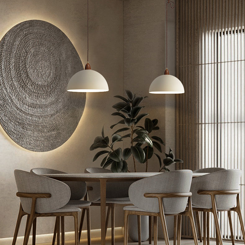 Luminaire suspendu à 1 lumière en forme de bol inversé de style japonais industriel contemporain en fer 