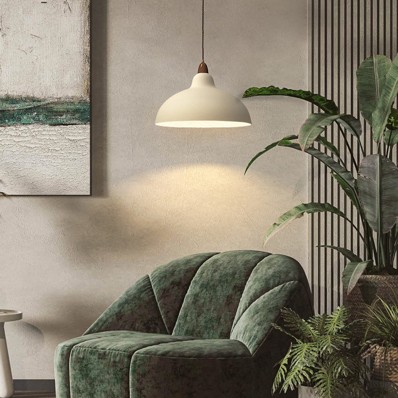 Luminaire suspendu à 1 lumière en forme de bol inversé de style japonais industriel contemporain en fer 