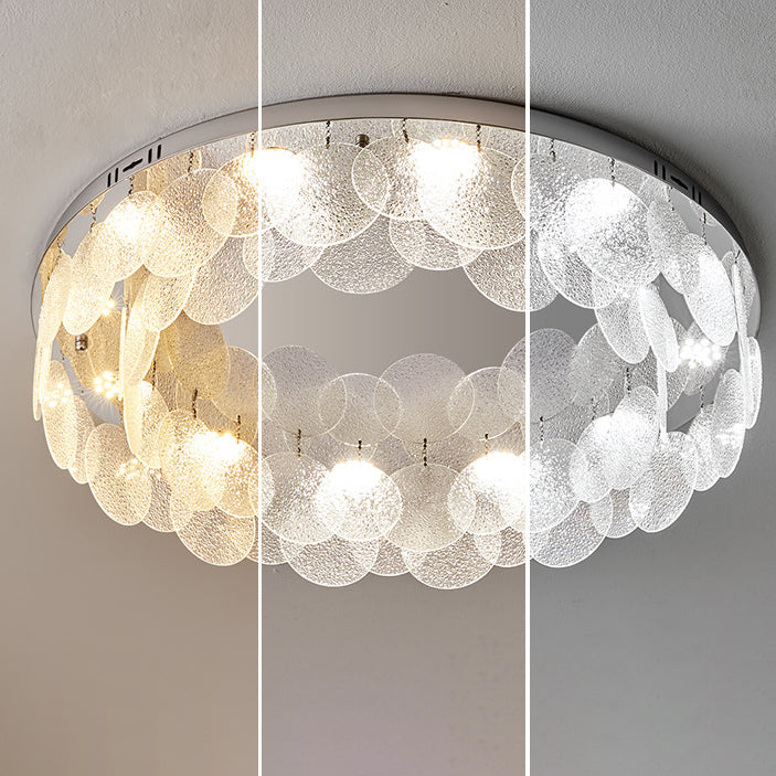 Modern Minimalist Round Glass Hanging Piece LED Flush Mount Light