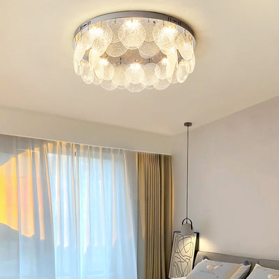 Modern Minimalist Round Glass Hanging Piece LED Flush Mount Light