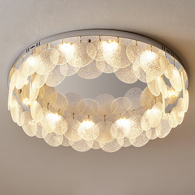 Modern Minimalist Round Glass Hanging Piece LED Flush Mount Light