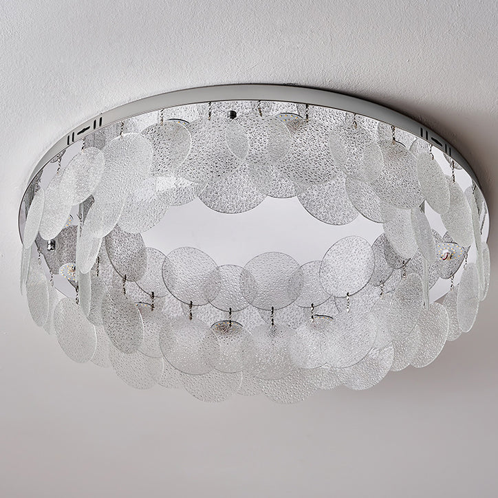 Modern Minimalist Round Glass Hanging Piece LED Flush Mount Light