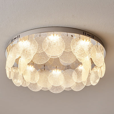 Modern Minimalist Round Glass Hanging Piece LED Flush Mount Light