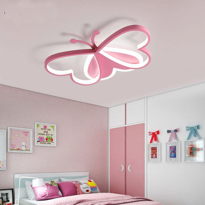 Modern Art Deco Acrylic Kids Butterfly Shape LED Flush Mount Light For Bedroom