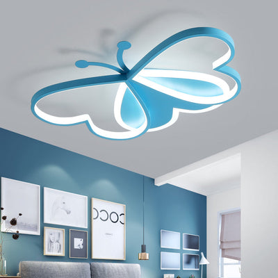 Modern Art Deco Acrylic Kids Butterfly Shape LED Flush Mount Light For Bedroom