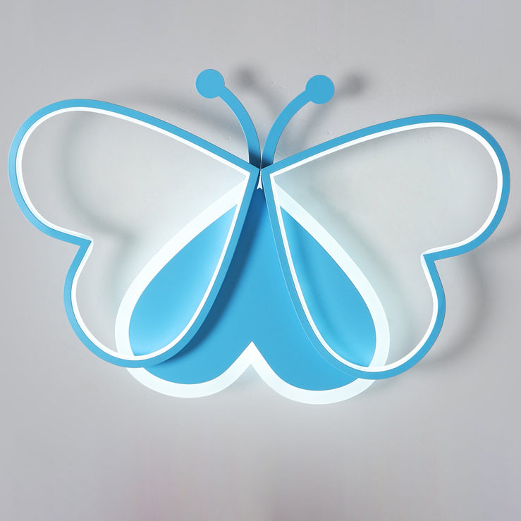 Modern Art Deco Acrylic Kids Butterfly Shape LED Flush Mount Light For Bedroom